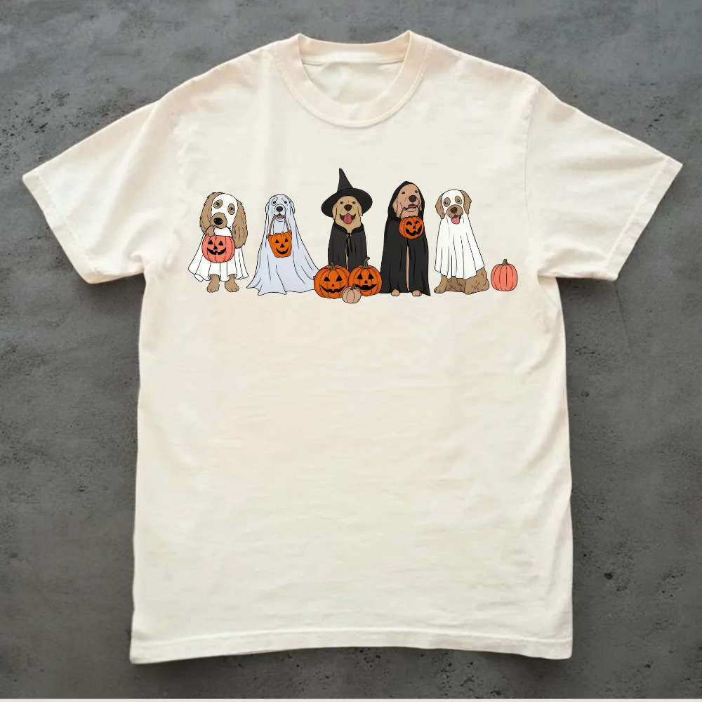 Golden Retriever Dogs Halloween Costumes Pumpkins T-Shirt